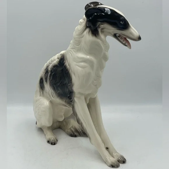 Cuernavaca Mexico Hand Painted Ceramic Borzoi Russian Wolfhound Dog Sculpture